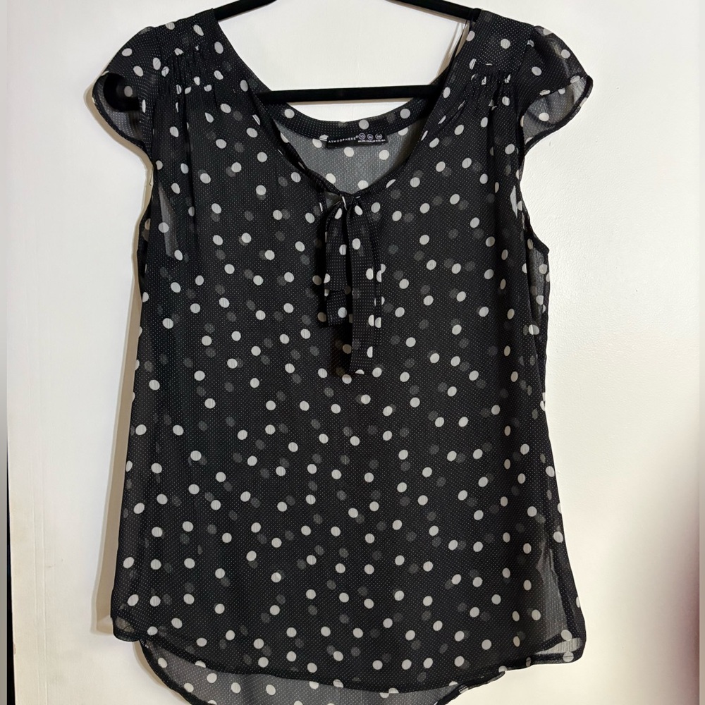 Atmosphere Black Blouse with White Polka Dots